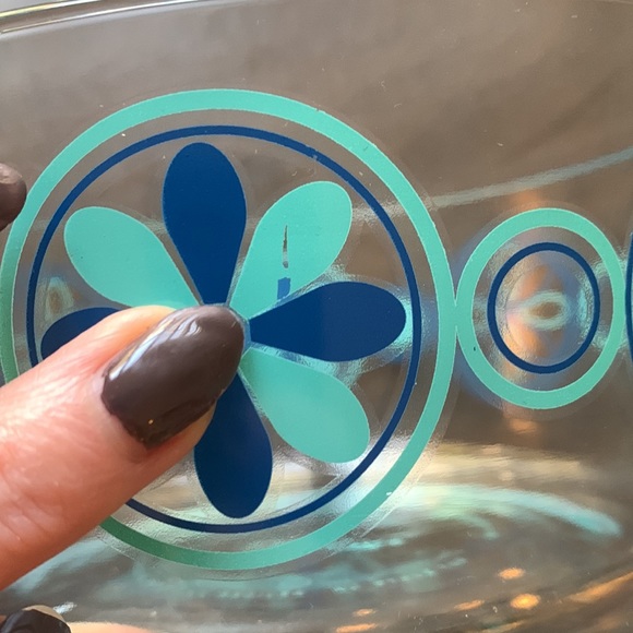 Vintage MCM Pyrex Blue Turquoise Seaglass Design Clear Glass Mixing Bowl - Picture 5 of 5